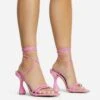 EGO Time-To-Talk Lace Up Strappy Square Toe Statement Heel In Pink Faux Leather -EGO shop 30 11 22 fw33375 copy