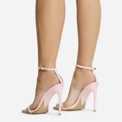 EGO Pick-N-Mix Ankle Strap Pointed Toe Stiletto Heel In Pink Faux Leather -EGO shop 30 11 22 fw33408 sq