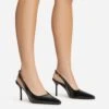 EGO I-Still-Do Pointed Toe Slingback Low Stiletto Court Heel In Black Faux Leather -EGO shop 30 11 22 fw39686 s