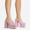 EGO Wilkinson Closed Toe Platform Block Heel Mule In Pink Diamante -EGO shop 30 11 22 fw39732 sqq