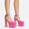 EGO Popped Ankle Strap Square Toe Platform Block Heel In Pink Patent -EGO shop 30 11 22 fw39778 sqq
