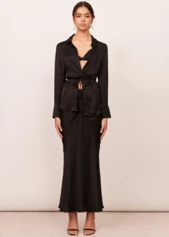 Valerie Silk Satin Skirt - Black