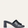 TULIP MID HEEL SANDALS BLACK LEATHER