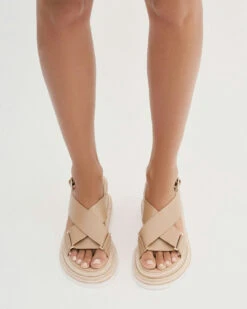 KATYA MID HEEL WEDGE SANDALS TAN LEATHER -EGO shop 8iCKJHsRImDDdzaSeU2nhL66M 38890.1711106860