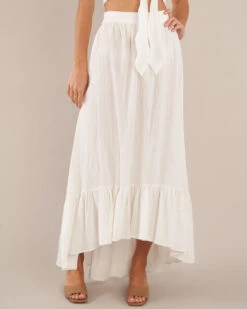Saloma Linen Skirt - White