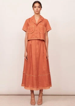 Elodie Linen Skirt - Toffee