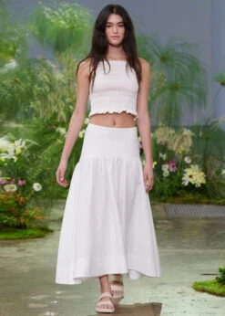 Clemence Linen Skirt - White