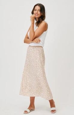 Ava Slip Midi Skirt - Nude Leopard