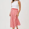 Ava Slip Midi Skirt - Berry Leopard