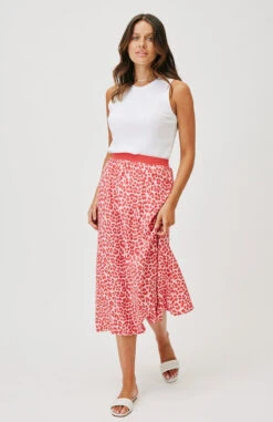 Ava Slip Midi Skirt - Berry Leopard