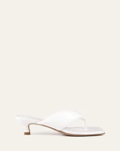 TESSA MID HEEL SANDALS WHITE LEATHER