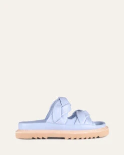 VENUS FLAT SLIDES ICE BLUE LEATHER