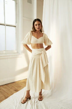 SOFIA MIDI SKIRT - CRÃˆME