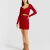 C'est Belle Knit Mini Skirt - Red