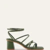 SOFIA MID HEEL SANDALS MOSS GREEN LEATHER