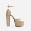 EGO Hand-Picked Open Peep Toe Extreme Platform Block Heel In Gold Glitter -EGO shop ath001 gld 15portrait sq