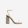 EGO Chalston Square Toe Diamante Tassel Detail Round Block Heel In Gold Faux Leather