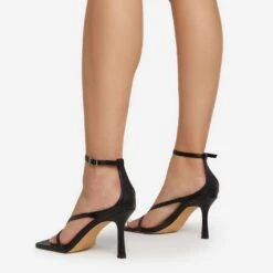 EGO Eve Square Toe Strappy Heel In Black Faux Leather -EGO shop eve 0181