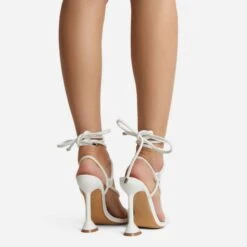 EGO Fiat Lace Up Square Toe Sculptured Heel In White Faux Leather -EGO shop harmony 4194 1 1