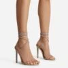 EGO Carmella Glitter Sole Diamante Detail Lace Up Heel In Gold Faux Leather -EGO shop harmony 4216