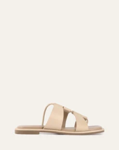 SUSSEX FLAT SLIDES NATURAL LEATHER