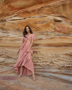 Saloma Linen Skirt - Rosewood