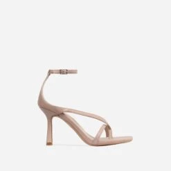 EGO Eve Square Toe Strappy Heel In Nude Faux Leather -EGO shop sample 4123