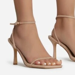 EGO Savannah Barely There Square Toe Heel In Nude Faux Leather -EGO shop savannah 15656 copy