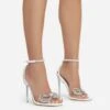 EGO Sugar-Coated Diamante Bow Detail Square Toe Clear Perspex Heel In White Faux Leather -EGO shop sugarcoated 11081 copy