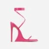 EGO Superlit Lace Up Square Toe Sculptured Platform Stiletto Heel In Pink Faux Leather
