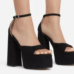 EGO That-Extra Peep Toe Platform Block Heel In Black Faux Suede -EGO shop thatextra 11216 copy