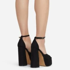 EGO That-Extra Peep Toe Platform Block Heel In Black Faux Suede -EGO shop thatextra 11218 copy