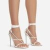 EGO True Square Toe Lace Up Clear Perspex Heel In White Faux Leather -EGO shop true 11124 copy